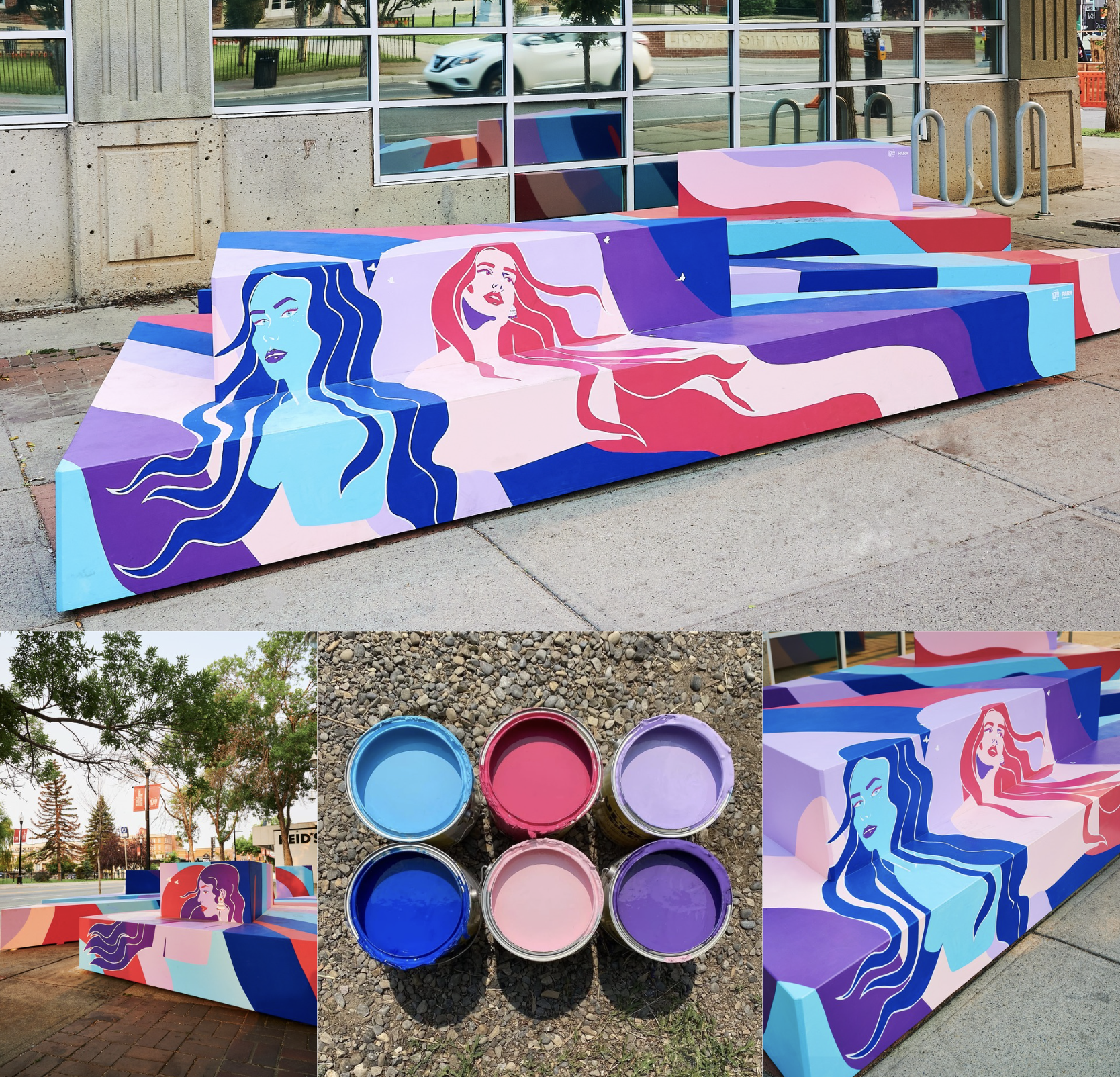 Freeflow public art installation on 17th Avenue SW Calgary by KINN Studios, a temporary placemaking intervention