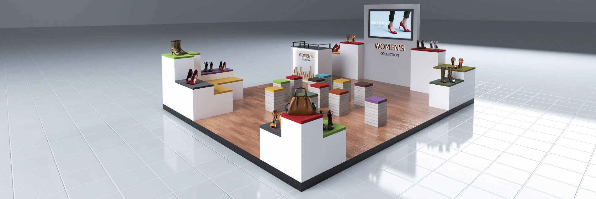 3D spatial model for experiential architecture project in Calgary — rendered walkthrough of a designed environment