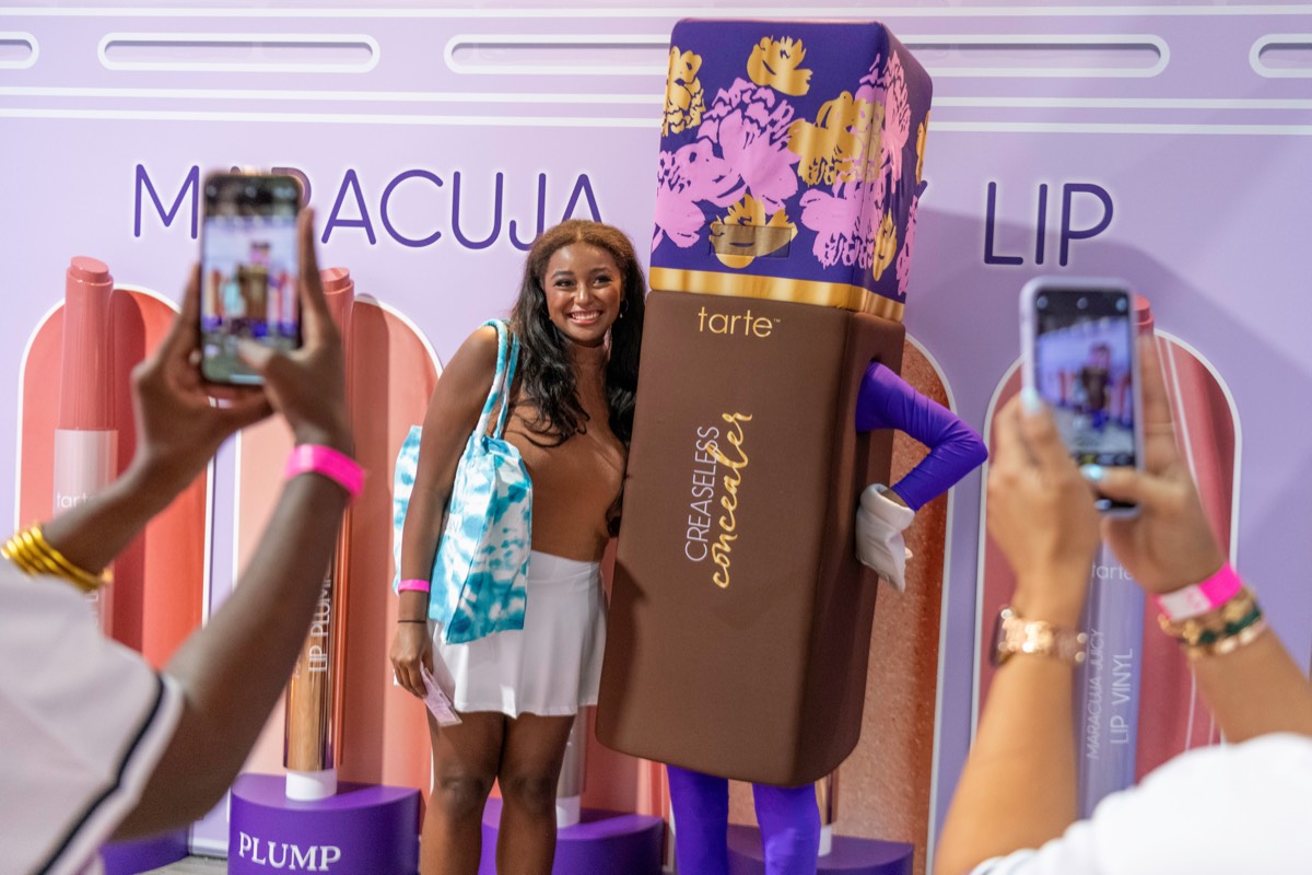 Tarte product display activation at SEPHORiA beauty event with designed environment
