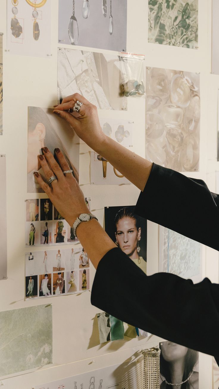 Creative director reviewing designs in a studio workspace