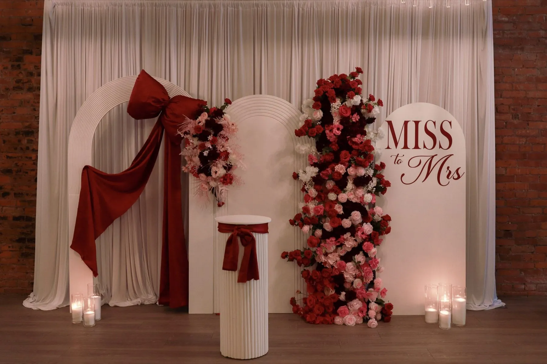 Ma Chérie bridal shower backdrop designed by KINN Studios at Venue 308, Calgary