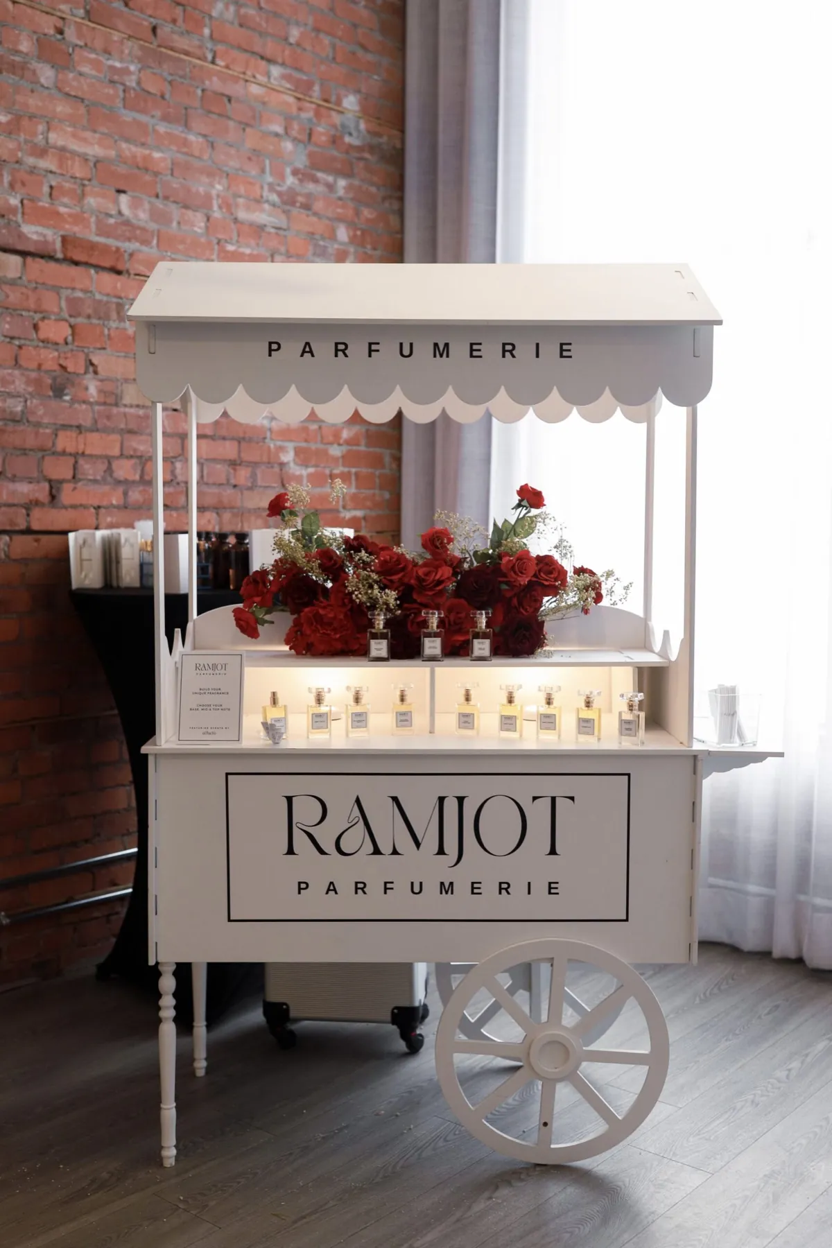 Ma Cherie bridal shower designed experience Calgary with perfume cart at Venue 308 by KINN Studios