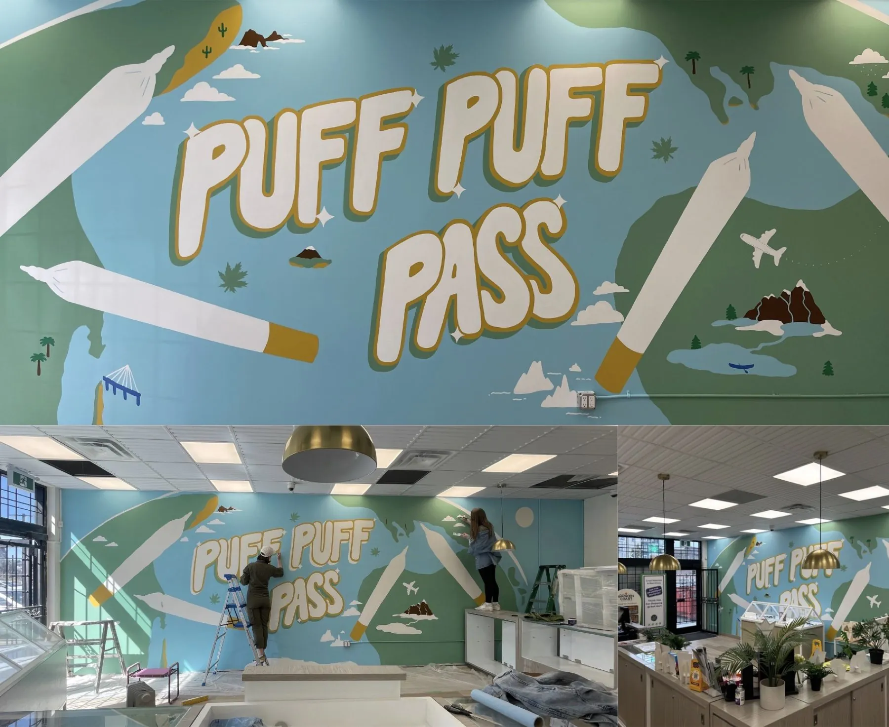 Puff Puff Pass mural by KINN Studios, commercial art Calgary